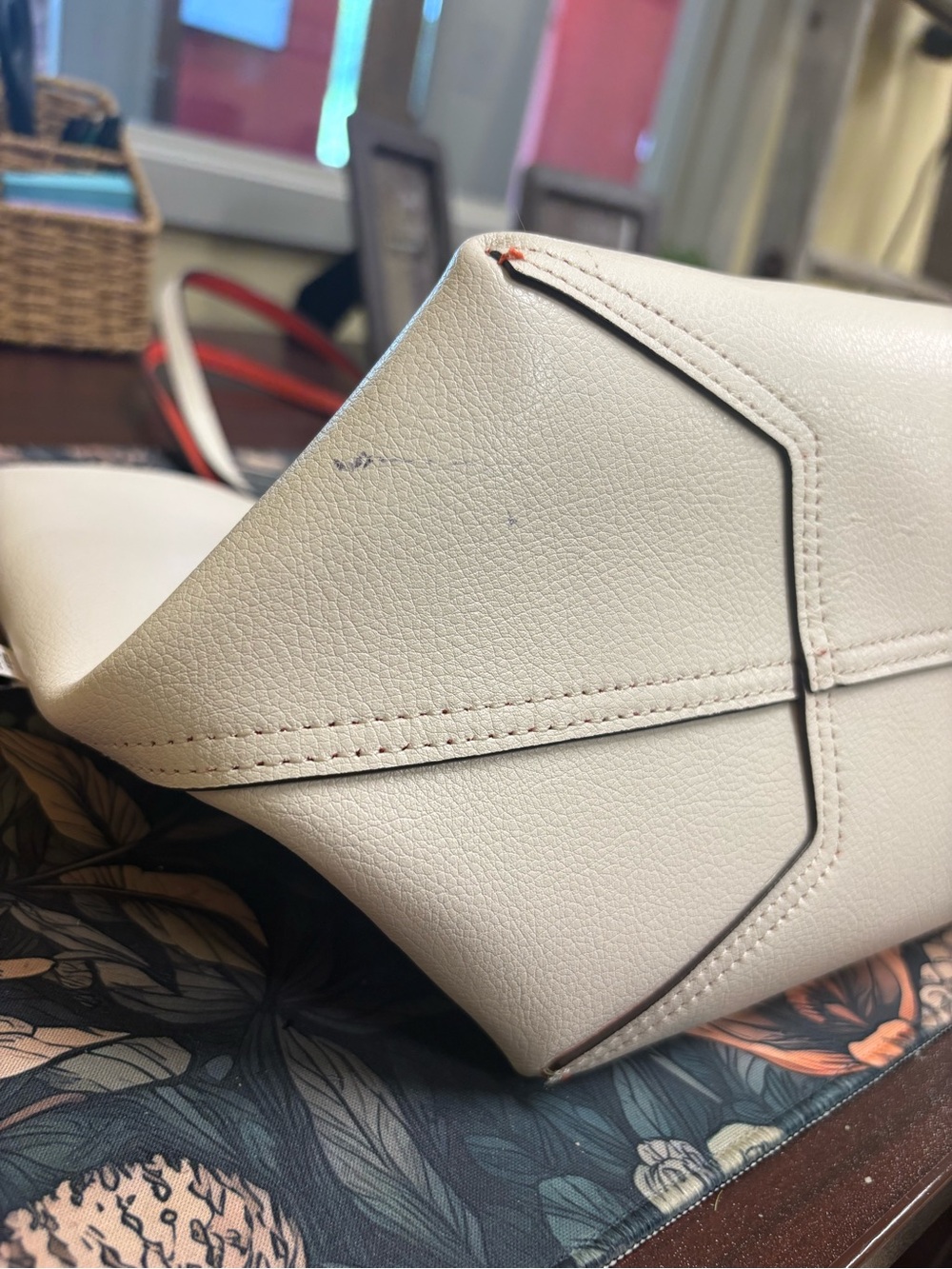 kate spade Cream Tote with Orange Trim and Handles - Picture 4 of 6